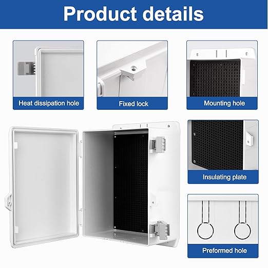 Electrical Junction Box 11"x7.4"x5" ABS Waterproof Enclosure Plastic Weatherproof Project Box with Internal Mounting Panel Hinged Cover (Grey Plastic)