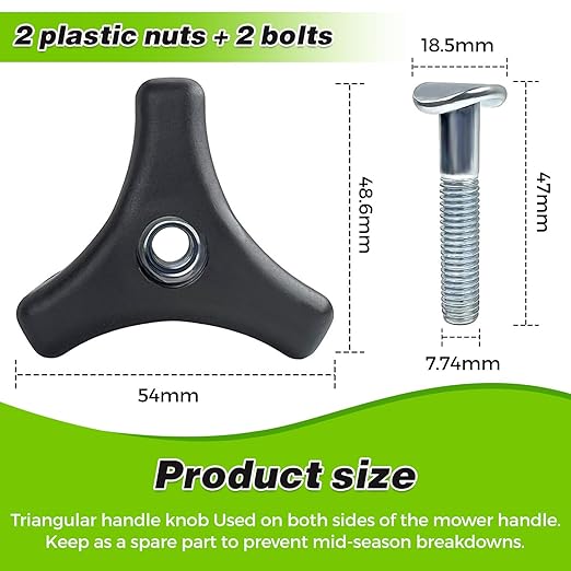 2 Sets Lawn Mower Handle Bolts,Triangular Handle Replacement Screws for Most Honda Lawn Mowers,Universal Lawn Mower Parts & Accessories Kit,Easy to Replace