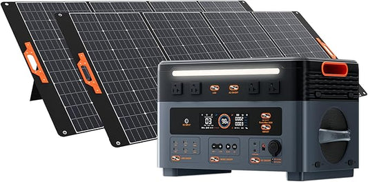 Oscal PM2400 Portable Power Station, 1872Wh LiFePO4 Home Backup Battery, Dual Speaker 2400W Solar Generator(Surge 4800W), Dual Wireless Charging Pad, with 2 * 400W solar panel