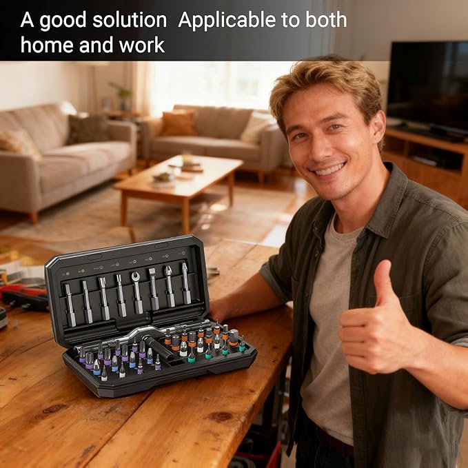 42 in 1 Magnetic Screwdriver Set, 2025 New Ratchet Precision Screwdriver Set, Multi Bit Magnetic Drive Set with Detachable Ratchet Handle, Portable Repair Tool Kit for Repair and Installation