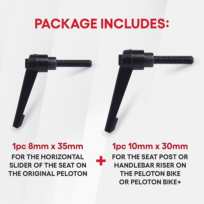 TrubliFit Replacement Seat & Handlebars Slide Adjustment Handles - L Handle for All Peloton Bikes (Original Peloton Bike & Bike+ and Cross Training Bike & Bike+) - All Metal Handles 2-Pack