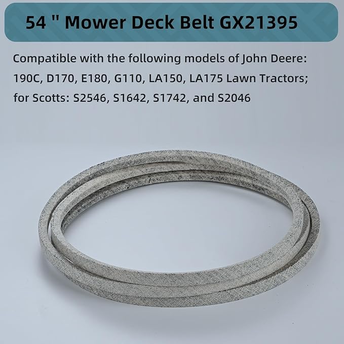161" x 5/8" GX21395 Mower Deck Belt, 54 inch Deck Drive Belt for John Deere 190C, D170, E180, G110, LA150, LA175 Lawn Tractors Deck Belt Made of Kevlar Cord (GX21395)