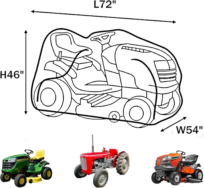 Riding Lawn Mower Cover, Waterproof Tractor Cover Fits Decks up to 54", Heavy Duty 420D Polyester Oxford, Covers Against Water, UV, Dust, Dirt, Wind for Outdoor Lawn Mower Storage