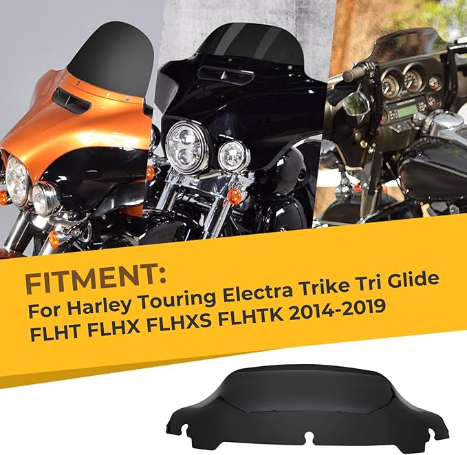 AUTOVIC 7" Black Wave Windscreen Windshield For Harley Touring Electra Street Glide Ultra Limited Trike Tri Glide Ultra Classic FLHT FLHX FLHXS FLHTK 2014-2019