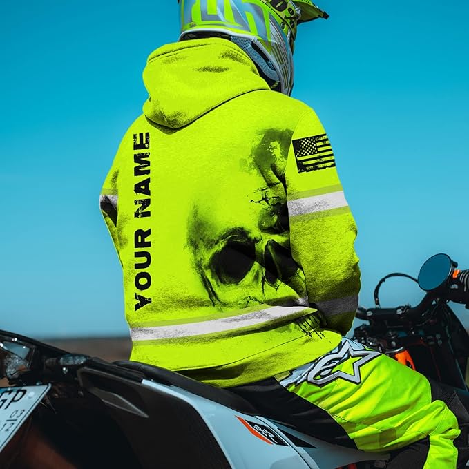 Color US Flag High Visibility Hoodie for Men Women Reflective Tapes Safety Workwear for Worker Runner Patriotic