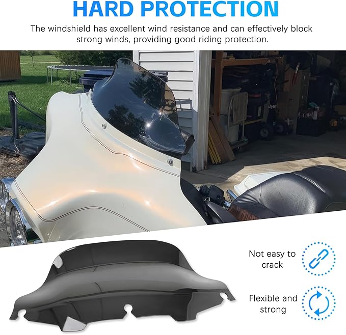 DREAMIZER Wave Windshield Windscreen,Specific Fit Motorcycle Windshield, PC Wind Deflector Compatible with Harley Touring Electra Street Tri Glide 1996 - 2013 (Black 4inch)