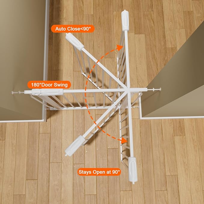 HOOEN Extra Wide Baby Gate for Stairs Doorways Hallways Tension Baby Gate Walk Through Child Gates for Kids or Pets Indoor Safety Gates 57.5-62 Inch