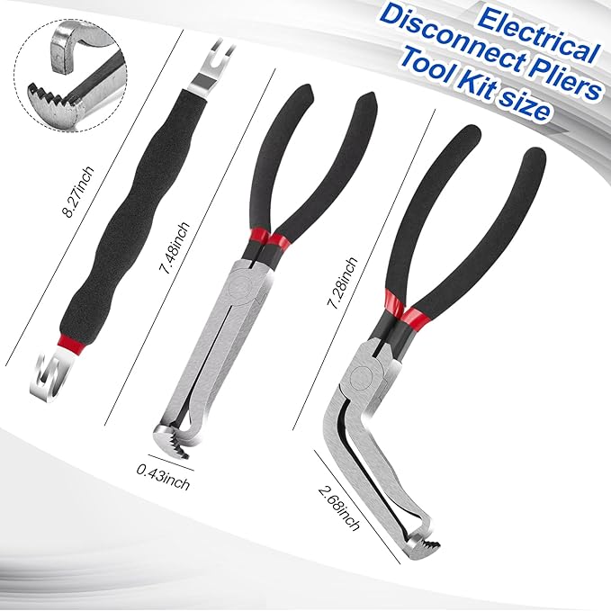 3pcs Electrical Disconnect Pliers Tool Set for Cars Automotive 1*Straight &1*60 Degree &1pcs Electrical Connector Separator Fuel Line Disconnect Tool Set Electrical Connector Wire Plug Sensor Pliers