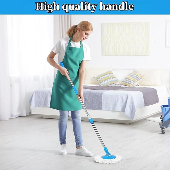 Spin Mop Replacement Mop Handle, 360 Degrees Rotating Telescopic Replacement Mop Stick with Robust Reinforced Plastic Disc for Spin Mop Bucket Cleaning System (Plastic,Green)