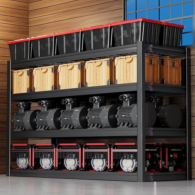 62" W Garage Shelving Heavy Duty, 4 Tier Garage Shelves, 27" D Adjustable Storage Shelving Unit, Commercial Metal Shelf for Warehouse, Pantry, School, Shop, 62" Wx27 Dx62 H