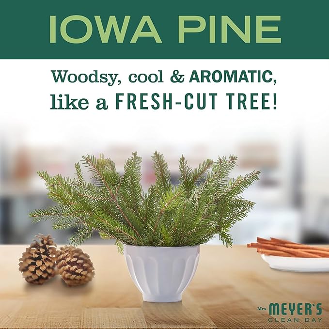 MRS. MEYER'S CLEAN DAY Room and Air Freshener Spray, Non-Aerosol Spray Bottle Infused with Essential Oils, Limited Edition Iowa Pine, 8 fl. oz - Pack of 3