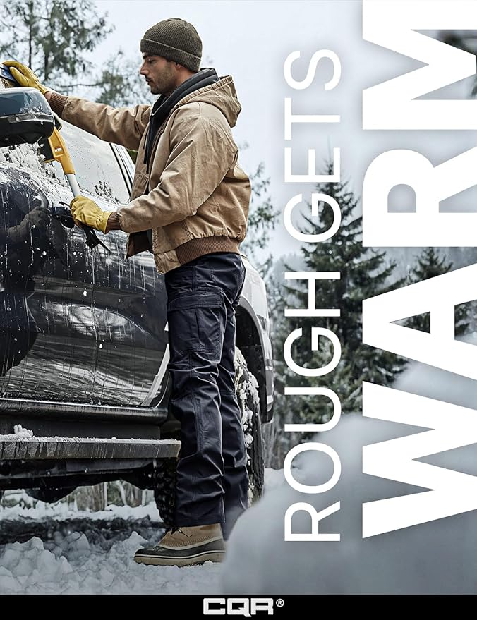 CQR Men's Winter Tactical Cargo Pants, Thermal Fleece Lined Outdoor Snow Ski Hiking Work