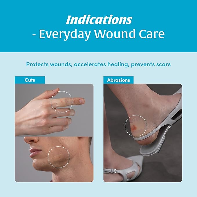 H Band Medium - Bordered Hydrocolloid Dressing, Self Adhesive Wound Dressing, Water Proof, Extra Thin, Band Type for Minor Wounds, 1.2in x 2.4in (9 Bands)