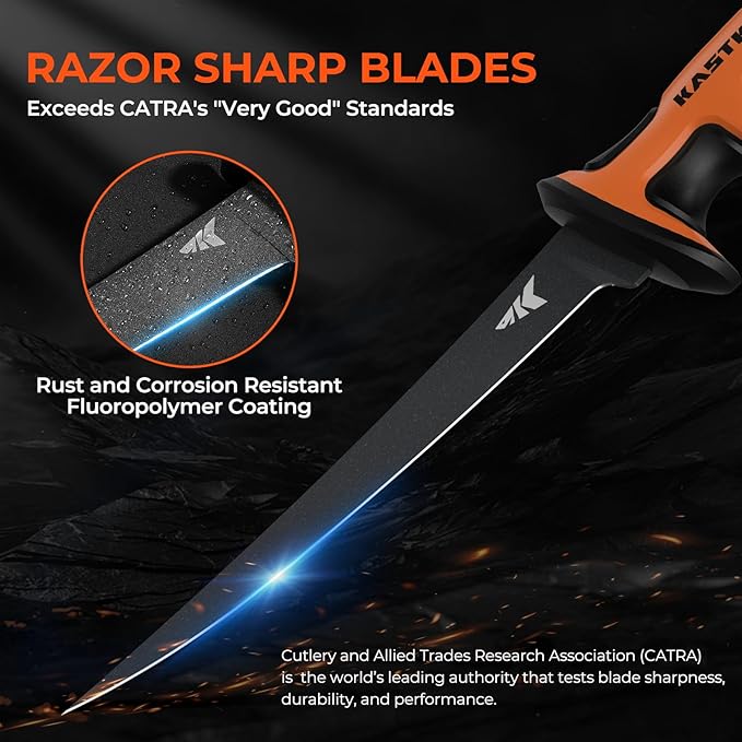 KastKing Ultimate Angler 7" Fillet Knife, Razor Sharp Corrosion-resistant Vanadium Stainless Steel Blade, Fishing Knife Includes Sheath with Sharpener & Line Cutter, EnduraGrip Ergonomic Handle