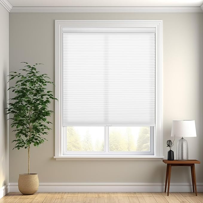 Changshade Cordless Cellular Shades, Light Filtering Honeycomb Shades for Windows, Pull Down Pleated Blinds, Easy to Install for Indoor Windows and French Doors,29" W x 72" H, Grey