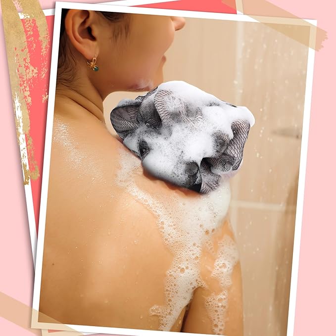 12 Pcs Travel Size Loofah Individually Wrapped, Small Shower Puff Bath Sponge Pouf Ball Bulk Mesh Bath Puff Mini Loofah Sponge with Case Bulk for Shower Care (25g,Fantasy)