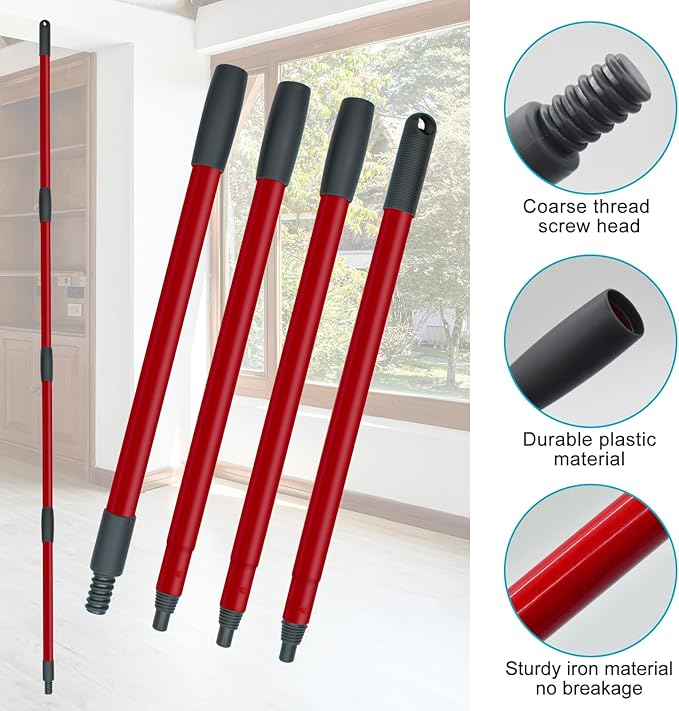 Spin Mop Replace Head, Base, Mop Handle Replacement for OCedar EasyWring 1 Tank System, Include 2 Microfiber Mop Head Replacement, 1 Sturdy Iron 30-58" Mop Handle, 1 Scrubber Head, 1 Spin Base