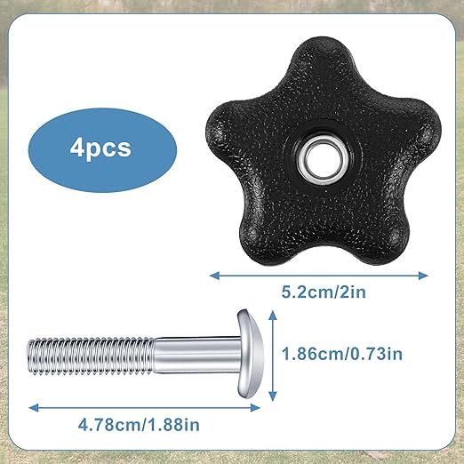 4 Pcs Lawn Mower Handle Bolts, Handle Knob and Screw Bolt Washer Kits, Machine Accessories Replacement Parts for Lawn Mowers Snow Blowers