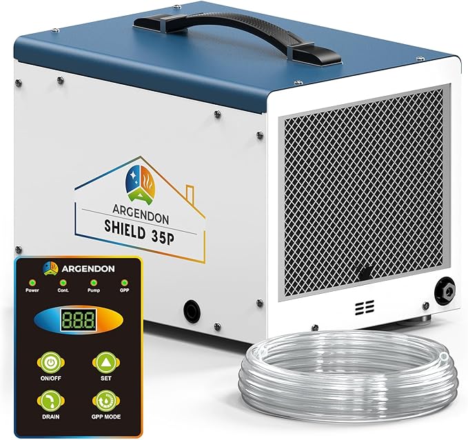 ARGENDON Crawlspace Dehumidifier with Pump, 70 Pint Commercial Dehumidifier for Basement with Drain Hose, Auto Defrost, Memory Starting, Compact, GLGR, Up to 1000 Sq Ft, 5 Years Limited Warranty