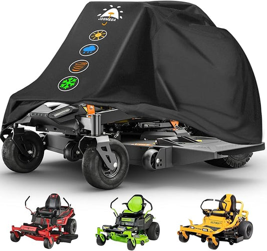 Zero Turn Lawn Mower Cover | 800D Heavy Duty Oxford | Double Needle Stitching | PU Waterproof | Back Seam Tape | Outdoor Windproof | Adjustable Webbing Buckle | Bottom Elastic Band | (Zero)