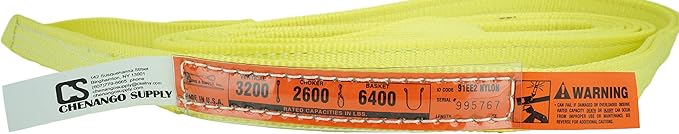 DD Sling. Multiple Sizes in Listing! (USA Made) 1" x 20', 2 Ply, Nylon Lifting Slings, Eye & Eye, Heavy Duty, 3,200 lbs Vert, 2,600 Choker, 6,400 Basket (USA Nylon) (1" x20')