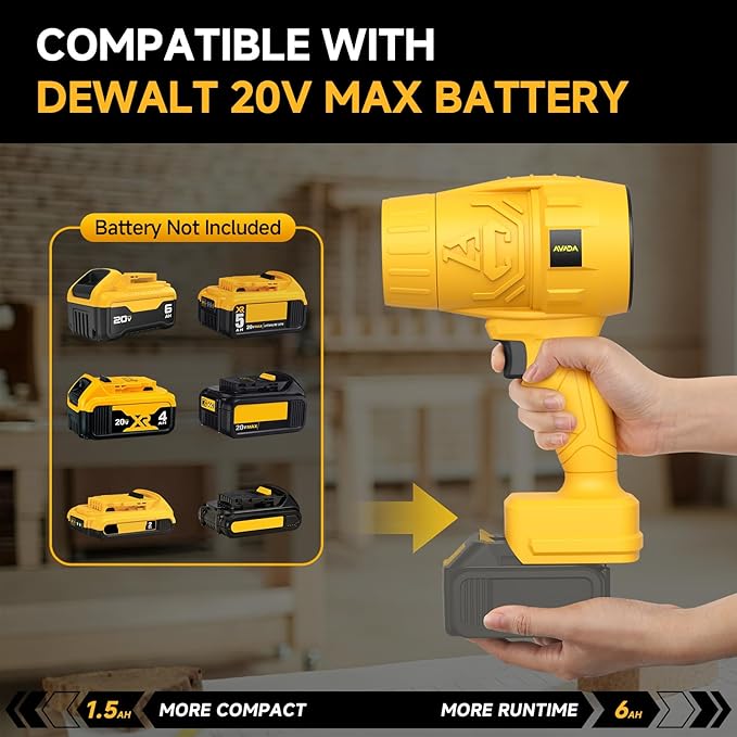 Electric Leaf Blower Cordless for Dewalt 20V Max Battery, Handheld Leaf Blowers for Lawn Care, Blowing Leaves ＆ Dust, Turbo Jet Blower Car Dryer, Battery Powered Mini Leaf Blower(Battery Not Included)