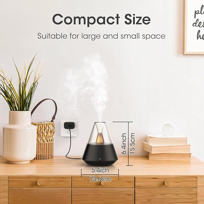 Essential Oil Diffuser, Modern Style Aromatherapy Aroma Diffusers with Candle Light, Fragrance Ultrasonic Cool Mist Humidifier, Remote Control, Auto Shut-Off, for Home Living Room Office