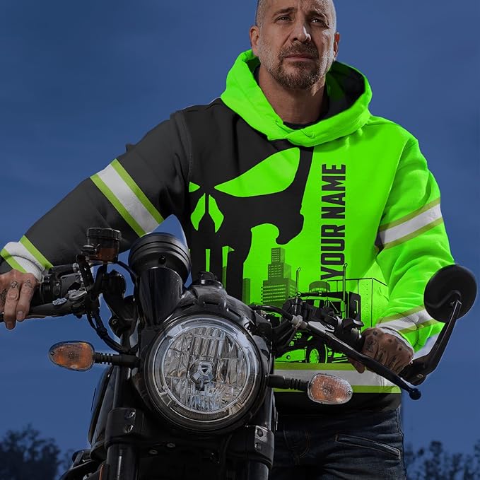 Matedecor High Visibility Hi Vis Hoodie for Men - Jobs Collection Custom Name Class 3 Reflective Safety Workwear