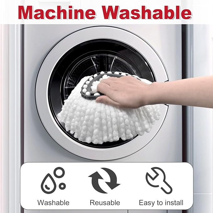 Spin Mop Handle,Mop Replace Heads,Brush and Base Compatible with O Cedar EasyWring 1 Tank,2 Microfiber Mop Refills and Brush,4-Section 30-58" Mop Handle,Mop Base Combo Set for Wet/Dry Floor Cleaning