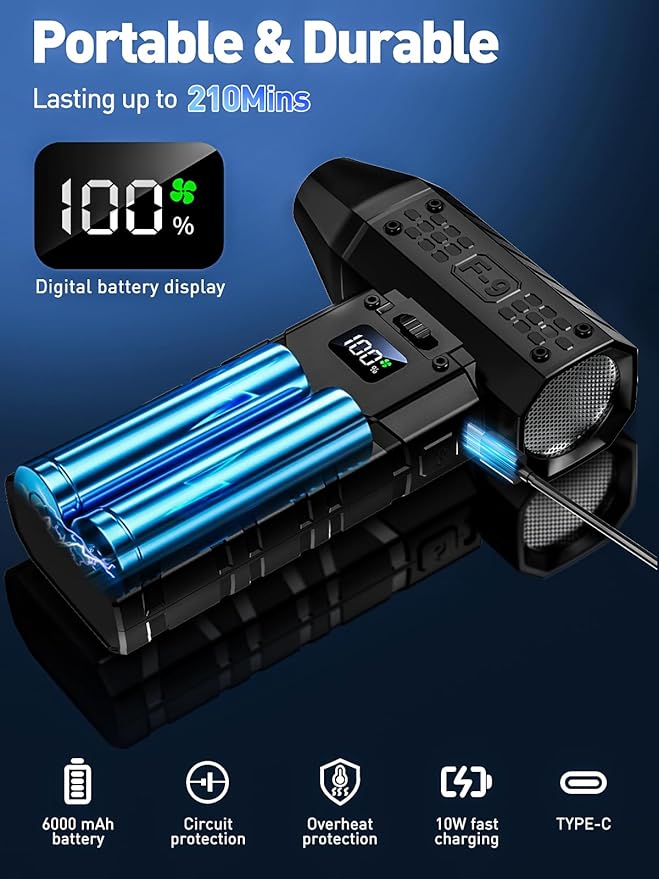 Compressed Air Duster 130000RPM Electric Duster with LED Light, 100 Gear Adjustable Rechargeable Cordless Air Blower Cleaning Tool for Keyboard,Electronic Devices,Car, Christmas Gifts for Men (Black)