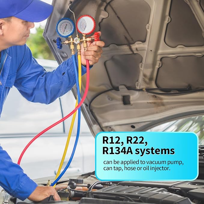 Boltigen R134a Refrigerant Tank Adapters, R12 R22 to R134a Adapter Connector, 1/2 to 1/4 Flare R134a Vacuum Pump Adapter Fittings with Valve Core Remover