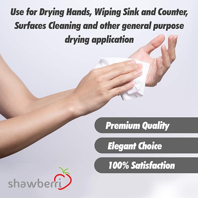 600 Paper Towels Cloth-Like Hand Tissue Paper Napkins, Disposable Hand Towels for Bathroom Guests, Disposable Face Towel for Guest, Washcloths or Dinner Napkin, Made in USA, White