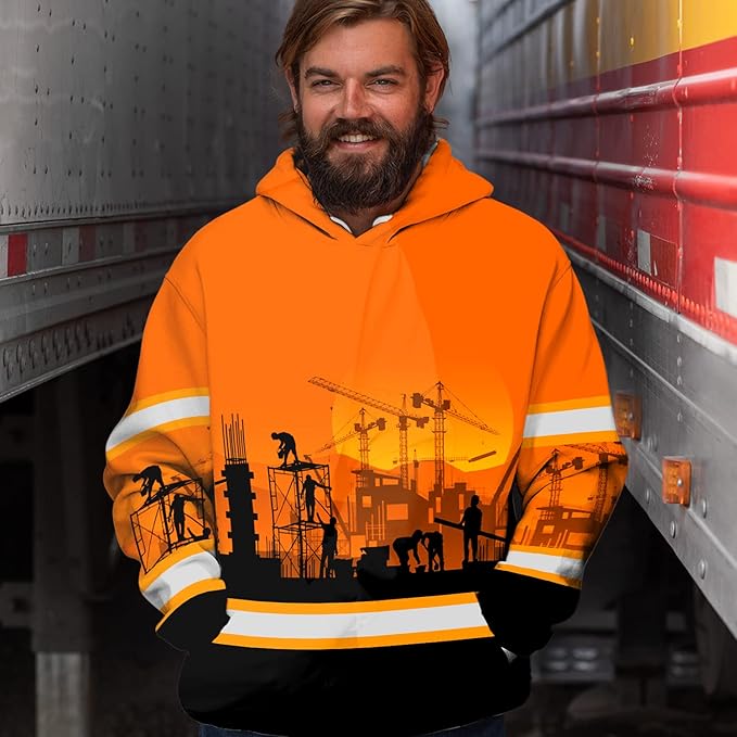 Matedecor High Visibility Hi Vis Hoodie for Men - Jobs Collection Custom Name Class 3 Reflective Safety Workwear