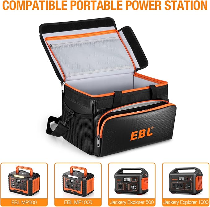 EBL Fireproof and Waterproof Document Bag Compatible with Portable Power Station 300W/500W/1000W/2000W, Home Basic Batteries AA AAA C D Battery and More