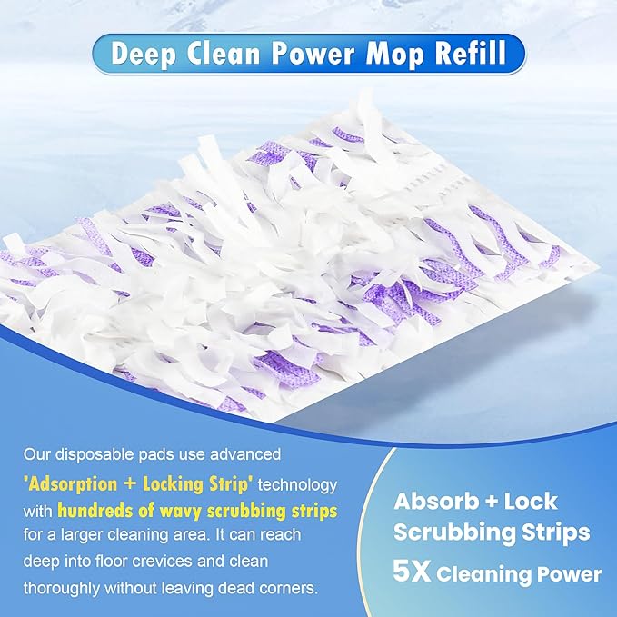 Cleaning Pads Compatible with Swiffer Power MOP Refills | 45 Pack 20% Thicker Pads | Pet Hair & Grease Deep Cleaner