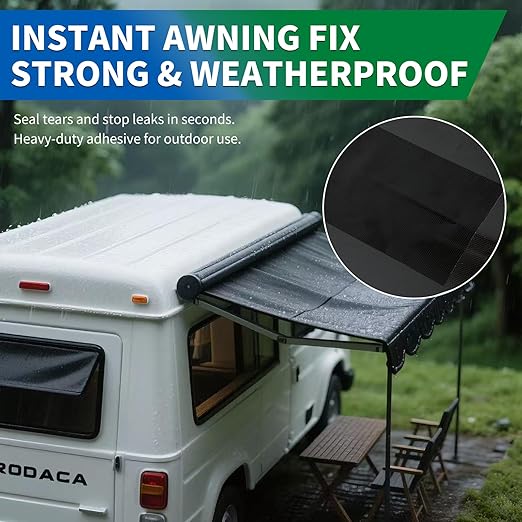 YONGJIN RV Awning Repair Tape, Heavy Duty Outdoor Tent Repair Tape and Tarp Tape, Waterproof Tarp Patch Kit for Camper, Boat Covers, Canvas, Sail, Canopy, and Outdoor Fabric Tear Repair (3 inch)
