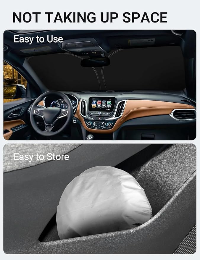 Proadsy Windshield Sun Shade for Chevrolet Equinox 2017-2024 4-Layer Foldable Front Sunshade Protector Sun Visor Blocks UV Rays Keep Car Cooler