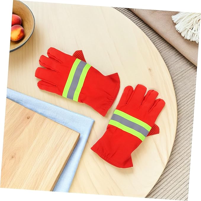 2 Pairs Heat Resistant Firefighter Gloves with Breathable Lining for Men and Women Fire-Resistant Protective Gear for High Temperature Firefighting and Rescue Operations