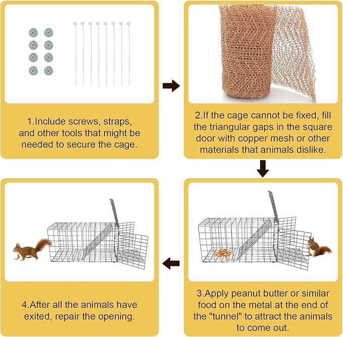 Animal Excluder Cage - 6.3x6.3 Heavy Duty Copper Mesh for Squirrels, Raccoons & Bats | One-Way Humane Pest Control | Attic/Chimney Install Kit Included