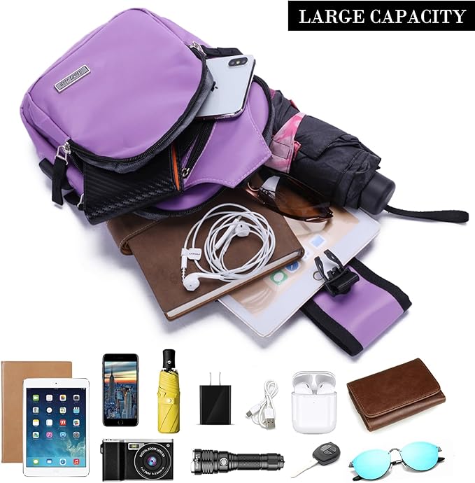 Seoky Rop Men Women Sling Backpack Nylon Water Resistant Shoulder Chest Crossbody Sling Bag with USB Charging Port