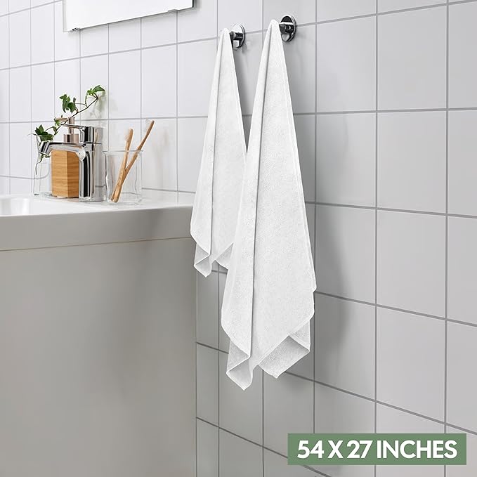 EcoNour 4 Pack Bath Towels (27x54 Inch, 550 GSM) | 100% Cotton Soft & Absorbent Towel Set | Quick-Dry, Lightweight, Durable Bathroom Towels for Home, Gym, Spa & Travel