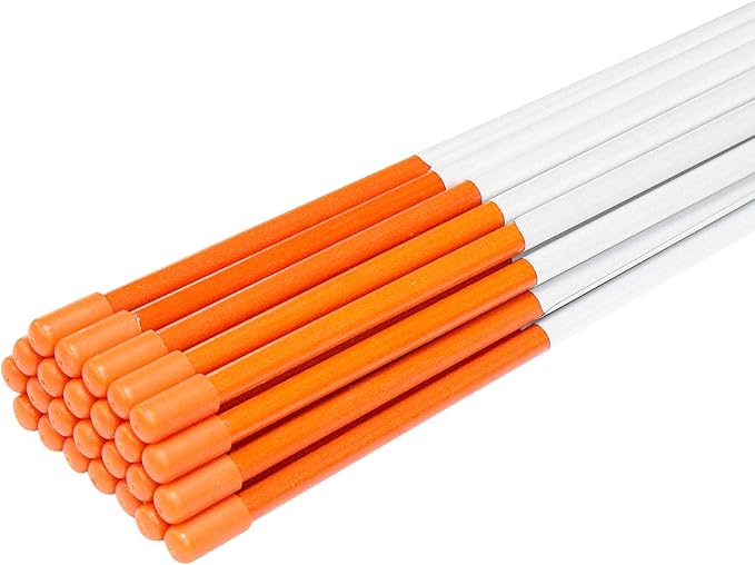 Driveway Markers Snow Stakes 60 inch Orange Plow Stakes Reflective Fiberglass, Pack of 25 for Parking Lots, Walkways