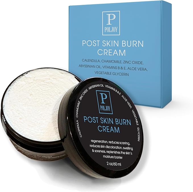 Skin Burn Cream Repair Natural - Post Burns Healing Remedy - Scar Care Promotes Recovery - Soothing First Degree Treatment - Sunburns Aid Fast Relief - Household & Vacation - Made in US (Pack of 2)