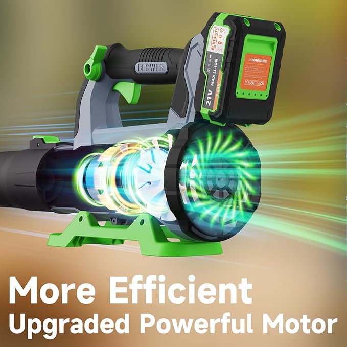 Leaf Blower Cordless with 2× 5.0Ah Batteries and Charger, 21V Electric, Lightweight Battery Powered Blowers for Lawn Care, Yard, Patio Cleaning, Blowing Leaves & Dust