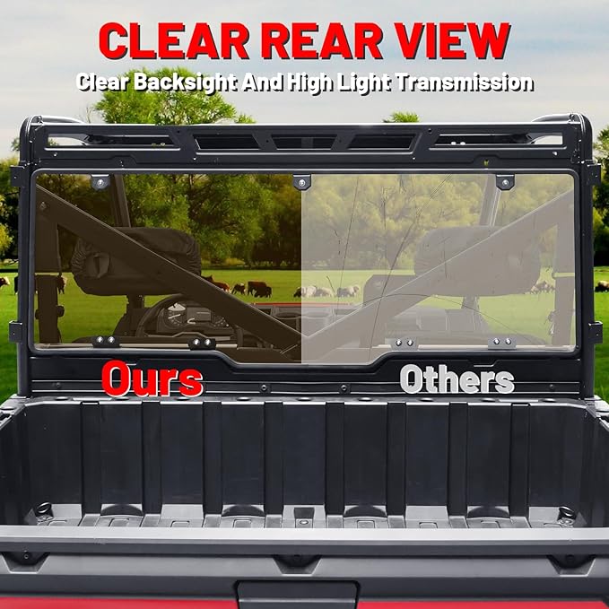 StarknightMT Ranger 1000 Rear Window, Tinted Back Window Rear Windshield Compatible with Polaris Ranger 1000/ XP 1000/ Crew 2017-2025 Ranger XP 900/ Crew 2013-2019 Heavy Duty