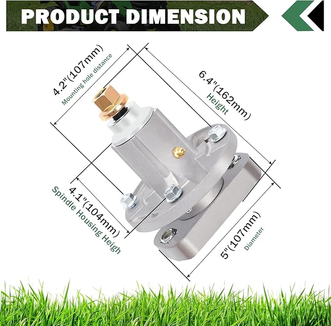 CheeMuii 2 Pack Lawn Mower Deck Spindles Fit for John Deere L100 L107 L108 L110 L111 L118 L120 L130 155C 190C Replace GY20050 GY20785 GX20250 42" 48" Deck Spindle with Tapped Bolts and Zerk
