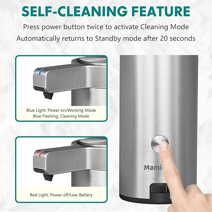 9 oz. Automatic Soap Dispenser Stainless Steel with Sensor Infrared Soap Dispenser Electric IPX5 Waterproof USB-C Charging Motion Sensor for Kitchen & Bathroom (Brushed Silver)
