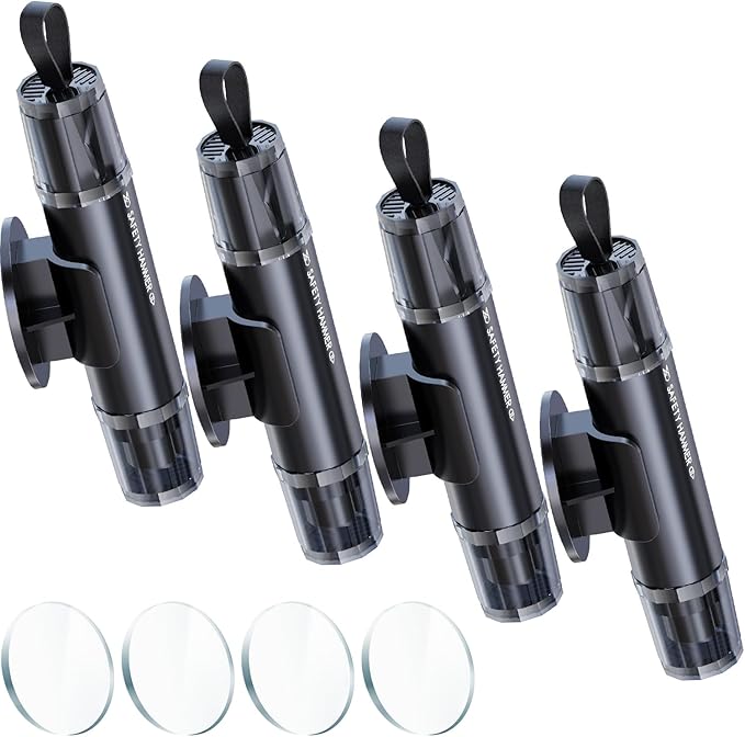 Safe Hammer Car Window Breaker, 2 in 1 Car Window Breaker and Seat Belt Cutter, Multifunctional Auto Glass Breaker, Car Hammer Seatbelt Cutter Emergency Escape Tool(4 Pack, Black)