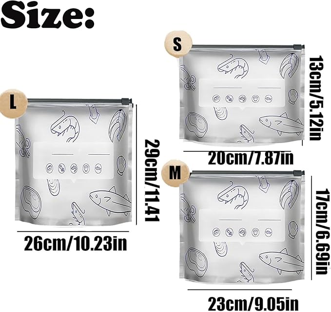 Reusable Aluminum Foil Sealable Storage Bags, 2026 New Resealable Vacuum Zipper Pouches for Food, Stand Up Foil Sealable Bags with Label and Zip Lock for Vegetable Fruit Meat (20Pcs, Large)