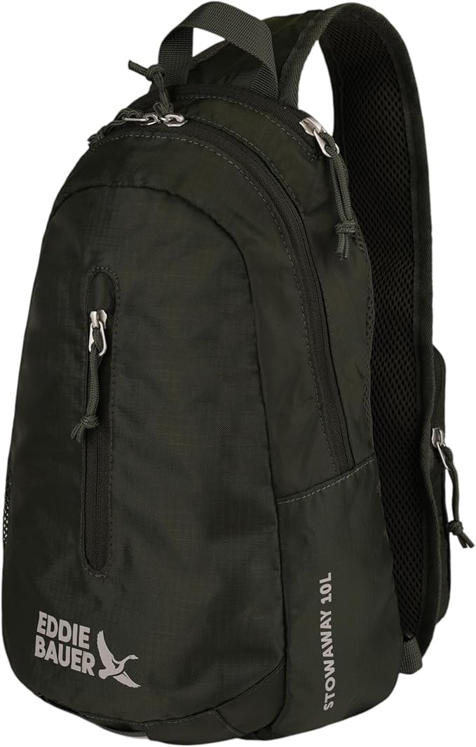Eddie Bauer Stowaway Packable Sling Bag | Foldable | Travel | Outdoor | Lightweight | Compact | Everyday Carry | Ripstop Nylon | 10L - Dark Forest